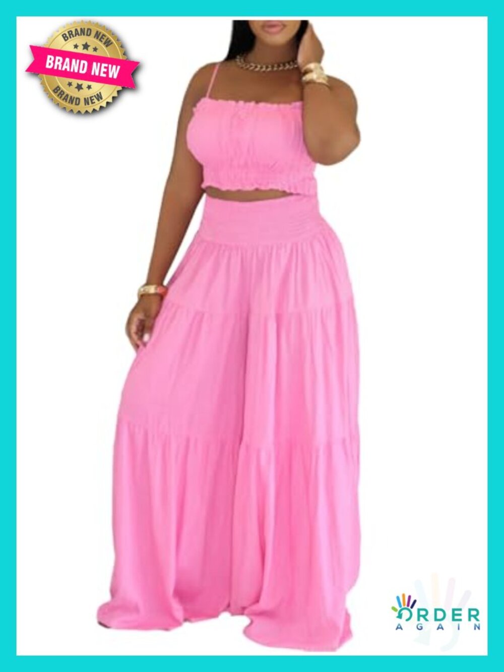 Sleeveless Crop Top & Wide Leg Pants Matching Set